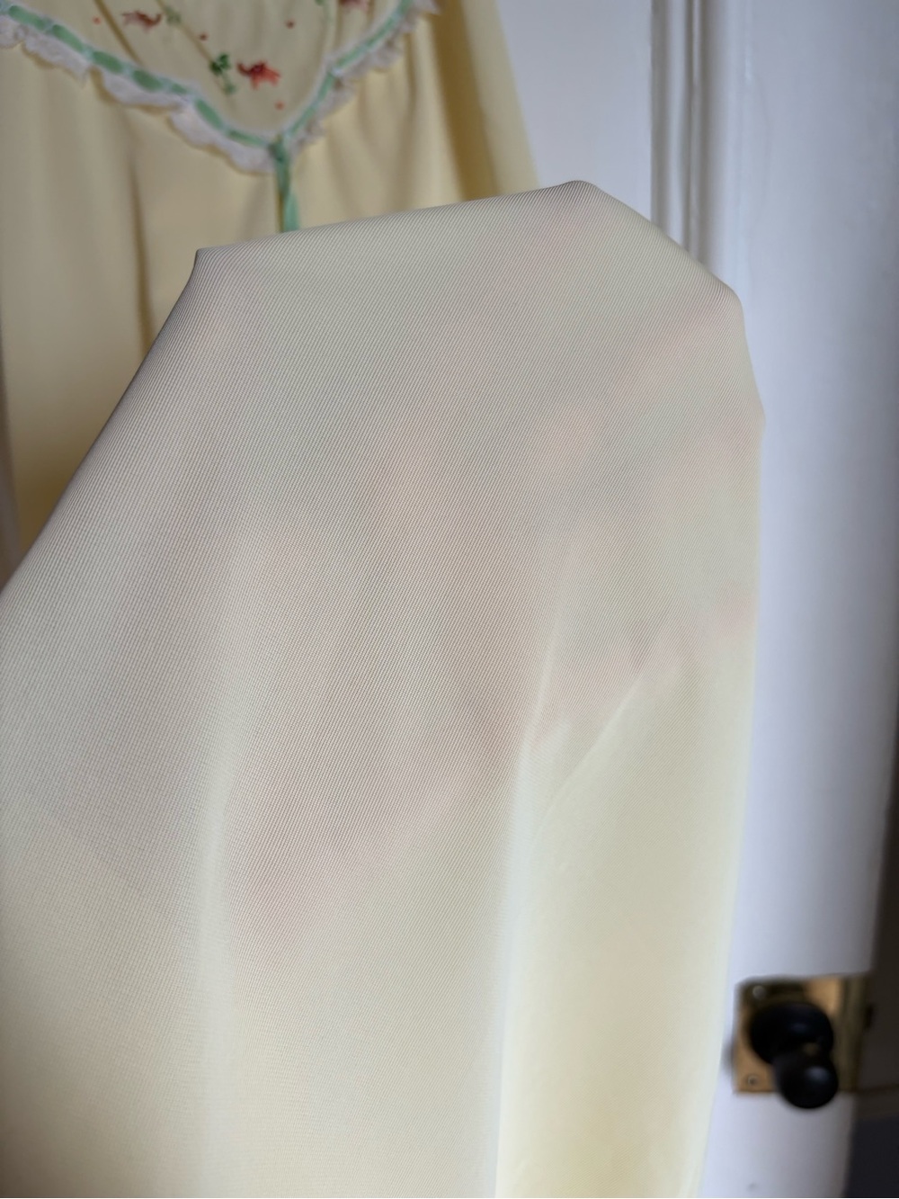 Vintage Butter Yellow Nylon Slip Dress with Embroidered Elephant Details - Picture 6 of 9
